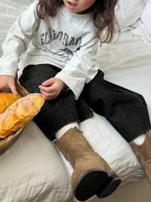 Dazy Kids 年轻女孩休闲宽松牛仔裤 - 黑色 - 查看 5