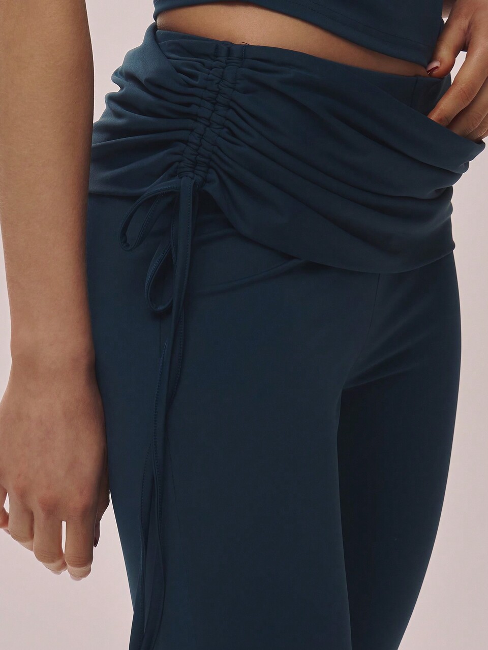 Slinky Drape Ruched Fit Flare Trousers Elegant Summer Casual Sexy Chic