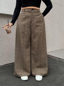 Muchica Plus Size Women's Casual Plaid Wide-Leg Pants In Fall/Winter - Multicolor - View 5