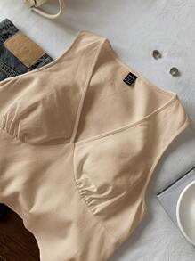 Comfortcana Women's New Linen-Color V-Neck Linen Tank Top - Apricot - View 3