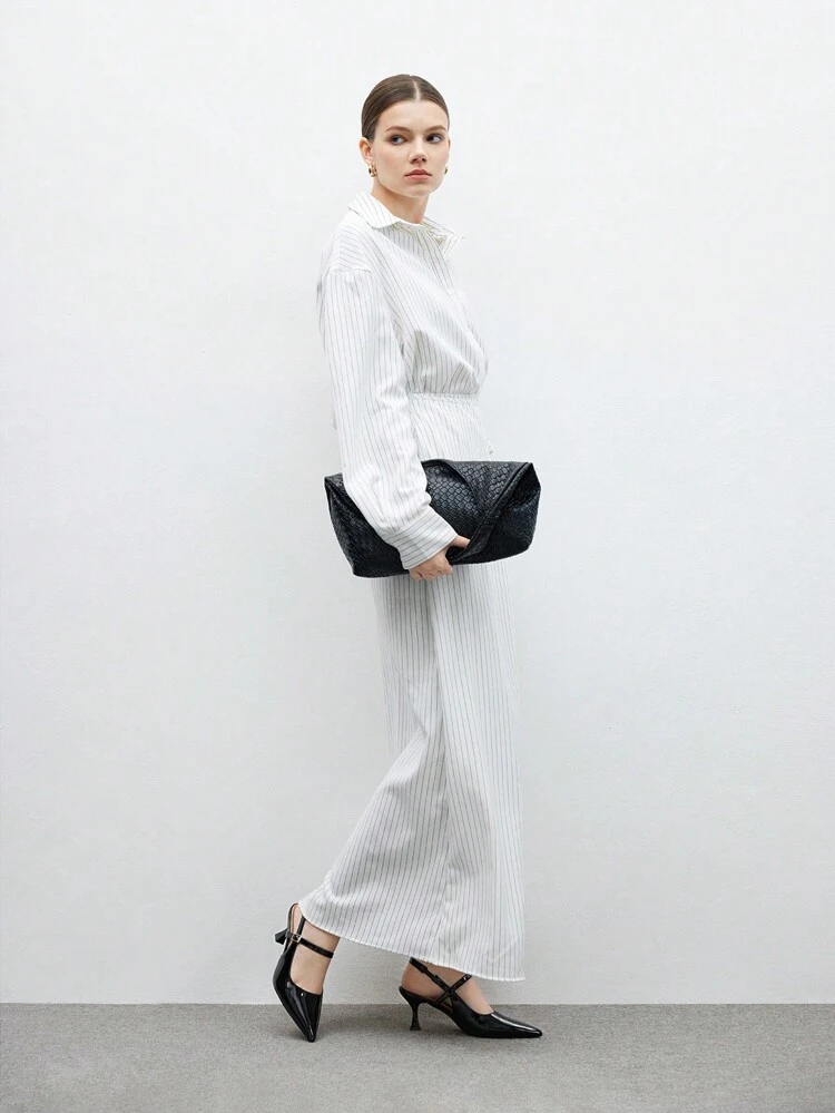 CUCCOO BIZCHIC Women Pointy Toe Kitten Heel Mid Heel Pumps, Minimalist Solid Color Professional Office Leather Backless High Heels, Black Valentine's Day