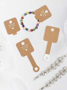 SHEIN 25/50/100 件耳环展示卡棕色珠宝手链展示卡牛皮纸珠宝展示适用于项链、手链、脚链、发圈、珠宝悬挂标签、圣诞节