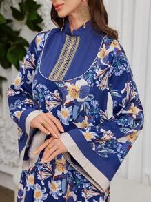 Al Najma Fashionable Retro Printed Dress, Casual & Elegant Design For Spring, Versatile For Work & Daily Wear, Kaftan & Jalabiya