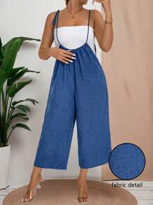 SHEIN Clasi Mono de talla grande con tirantes para mujer, enterizo de tipo mono - Azul - Ver 1