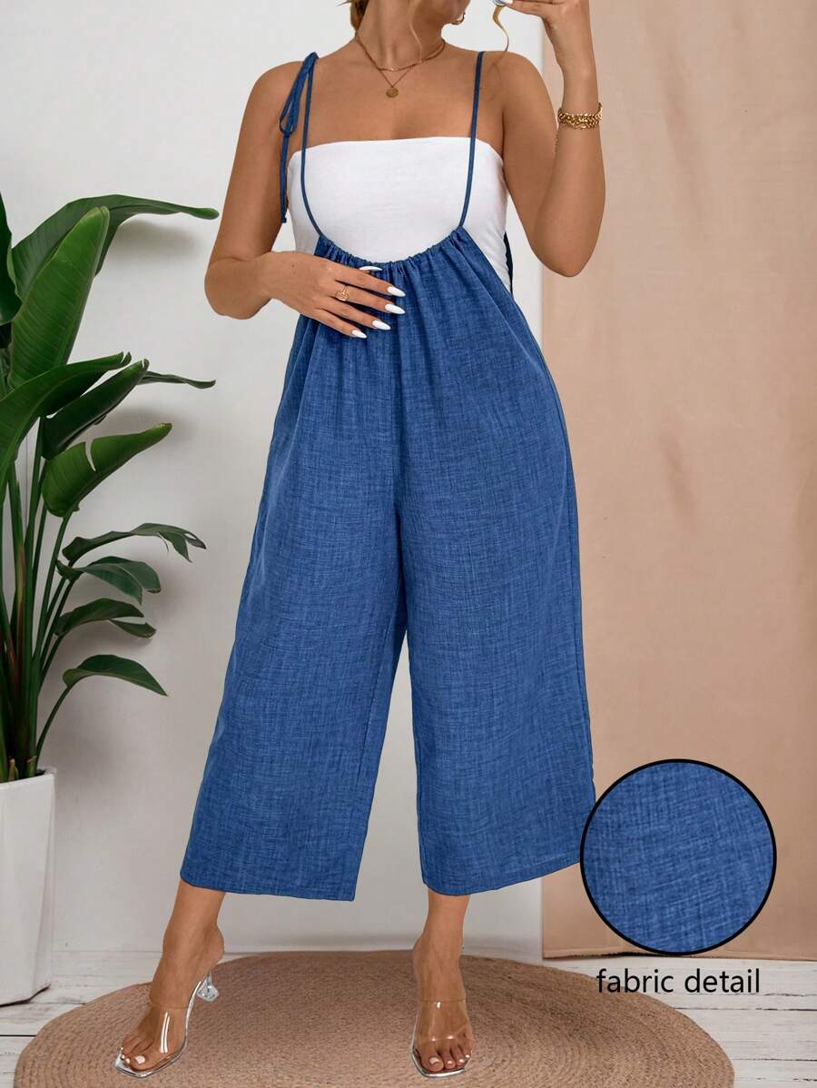 SHEIN Clasi Plus Size Women Woven Jumpsuit Strap Playsuit - Blue - View 1