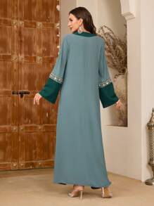 Al Najma Elaborately Crafted Beaded & Embroidered Loose Abaya Dress For Women, Arabian Dresses