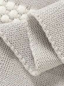 1 pieza Manta tejida, envolvente de bebé cómoda y casual, manta para cochecito, manta para sofá, para todas las estaciones, regalo del Día de los Enamorados - Gris - Ver 5