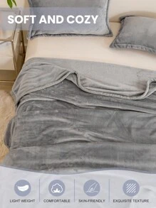 1 pieza Manta de franela, manta de unicolor simple, manta suave y cálida, manta para siesta para sofá, oficina, cama, camping, manta de regalo multiusos para todas las estaciones, decoración de otoño, decoración de habitación, regreso a la escuela, útiles escolares