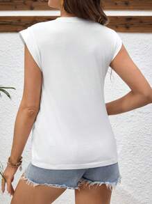 SHEIN Pregnant Women Solid Color Round Neck Loose Top, Casual Everyday Wear - White - View 2