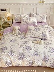 3 Piece Thickened Polyester Floral Bedding Set (1 Duvet Cover & 2 Pillowcases, Exclude Filling)