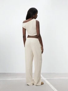 TRNVIE Asymmetric Pleated Top & Low Waist Pants