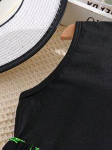 Sparklyn 2pcs Tween Girl Plain Crew Neck Sleeveless Top And Long Pants Set - Green - View 4