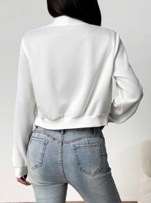 SHEIN EZwear LentekledingSolide rits-crop bomberjack