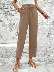 SHEIN LUNE Pantalones de uso diario simples y casuales de color liso