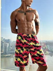 Manfinity ChillVibe Men's Plant Print Front Tie Pajama Bottoms, Simple Casual Loungewear - Multicolor - View 3