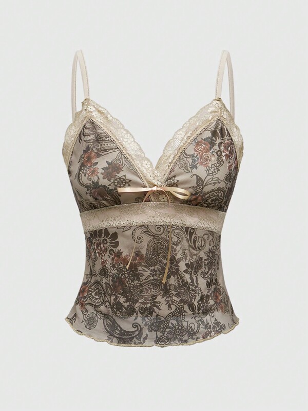 ROMWE Fairycore Women's Retro Paisley Print Camisole