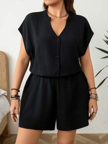 SHEIN LUNE Plus Size Casual Jumpsuit, Minimalist Fashion For Everyday Wear Vacation Outfits Woman Summer Outfits For Women  Summer New Design Simple & Fashionable