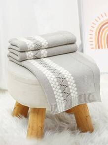 1 pieza Manta tejida, envolvente de bebé cómoda y casual, manta para cochecito, manta para sofá, para todas las estaciones, regalo del Día de los Enamorados - Gris - Ver 2