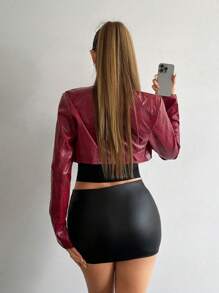 EgrlEra Chaqueta corta de manga larga con estampado de piel de animal en color rojo "Anchora" para mujer