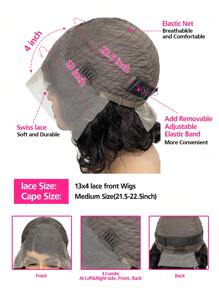 Loose Body Wave 13x4 Transparent Lace Front Human Hair Wig 10-14 Inch 150% Density Natural Black Color Side Part Wig - SNatural - View 6