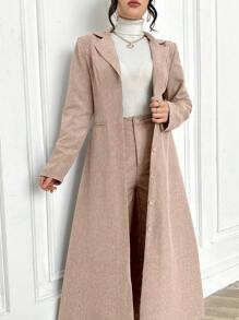 Modelyn Women's Woven Grey Collared Long Sleeve Slim Fit Suit Set - Brown - View 7