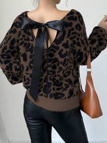 Chiquease Leopard Print Casual & Fashionable Pullover Sweater, Daily Wear Knit Pullover Fall Winter Sweater - Multicolor - View 7