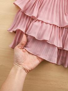 SHEIN Leap Crew Babygirl 夏季可爱假期粉色荷叶边吊带上衣和裤子套装 - 粉色 - 查看 8