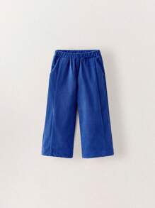 THE HAPPY LOOK Young Boy Solid Color Pocket Simple Style Casual Pants For Everyday Wear - Blue - View 1