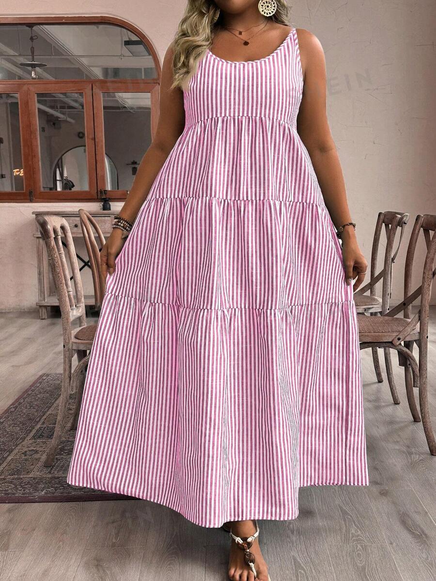 SHEIN VCAY Vestido estilo boho casual, de moda y sencillo para uso diario, para el verano, tallas grandes