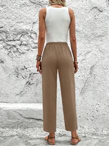 SHEIN LUNE Pantalones de uso diario simples y casuales de color liso