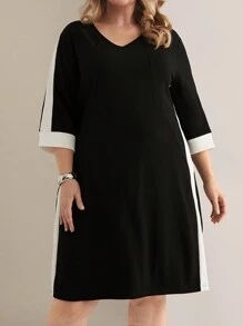 EMERY ROSE Abito nero casual e minimale di tutti i giorni, taglie comode - Bianco e nero - Visualizzare 1