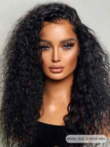 Swiss Transparent Lace Kinky Curly 13 X 4 Lace Front Wigs Human Hair Lace Frontal Closure Wigs With Baby Hair Pre Plucked Natural Hairline Wig Natural Black Color - Natural Black - View 3