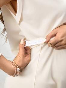 SHEIN 2pcs Maternity Casual Solid Color Short Sleeve Pants Set - Beige - View 5