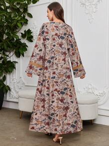 Al Najma Frühlings Loose Fit langärmelige türkisch bedruckte Abaya, schlankmachend