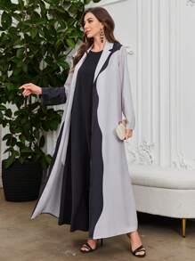 Al Najma Casual Color Block Loose Women Arabic Abaya Robe