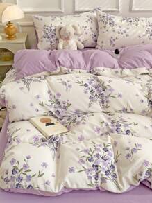 3 Piece Thickened Polyester Floral Bedding Set (1 Duvet Cover & 2 Pillowcases, Exclude Filling)