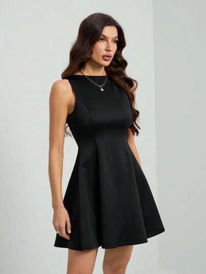SHEIN Tall Vestido casual sin mangas de unicolor, minimalista y de moda para uso diario