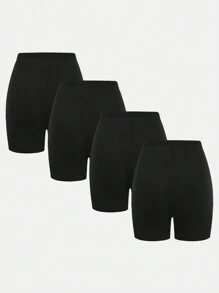 SHEIN Girlism 少女 4 件套黑色休闲/家居服/百搭/运动紧身裤、自行车短裤和百搭紧身裤，买 1 送 4 - 黑色 - 查看 2