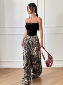 Flirla Elegant Velvet Halter Bodysuit With Cup Details