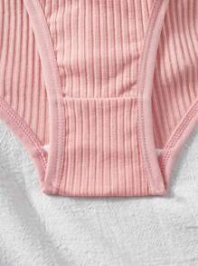 Teen Girls Letter Print Basic Rib-Knit Seamless Briefs, 4-Pack - Multicolor - View 5