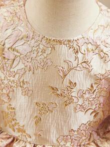 SHEIN Đầm mùa hè in hoa vàng thanh lịch dễ thương quyến rũ cho bé gái - Màu be - Xem 4