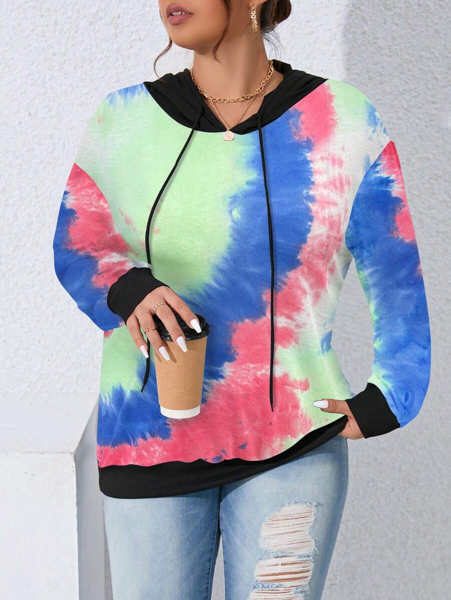 SHEIN LUNE بلوزة رياضية بأكمام طويلة ذات لون واحد مع تباين في الخياطة، بلوزة رياضية كاجوال للارتداء اليومي في فصل الخريف - متعدد الألوان - مشاهدة 1