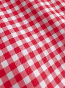 Swim Mod Women Summer Random Red Plaid Spaghetti Strap Bow Cute 2pcs Bikini Set - Red and White - View 5