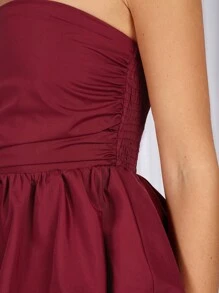 COSMINA Women's Solid Color Gathered Bust Simple Casual Top - Burgundy - View 7