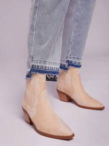 WESTFADE Jeans rectos de tiro alto con dobladillo escalonado y rotos, de primavera - Lavado ligero - Ver 2