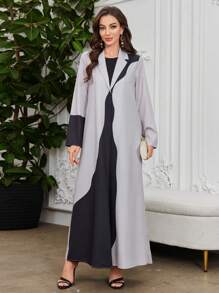 Al Najma Casual Color Block Loose Women Arabic Abaya Robe