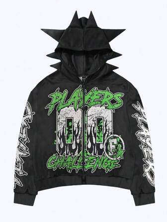 Street Life Herren lässiger, stilvoller Pullover-Sweatshirt mit Antenne-Dekor, Streetwear für den Alltag