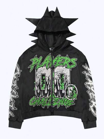 Street Life Sudadera informal elegante con detalle de antena para hombre, ropa diaria de calle