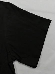 Manfinity Dauomo Camiseta casual de manga corta con cuello redondo y estampado de gato para hombres
