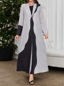 Al Najma Casual Color Block Loose Women Arabic Abaya Robe